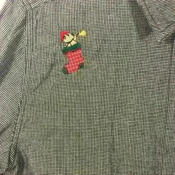 Casey and Max Black and White Womens Size M Christmas Checkered Button-Up Blouse - Picture 4 of 6